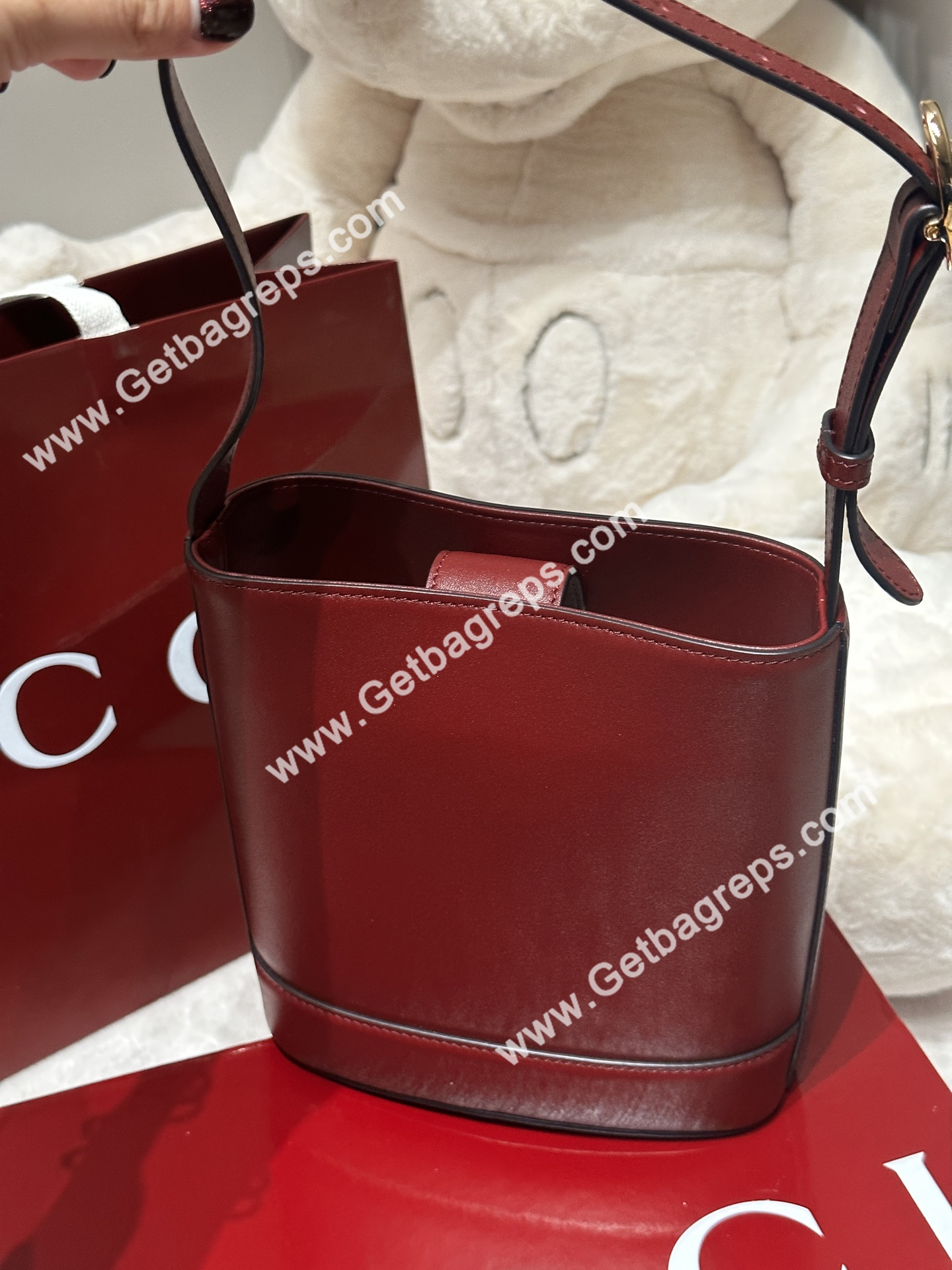 Gucci 833665 73 Mini Bucket Bag Dark Red Smooth Leather