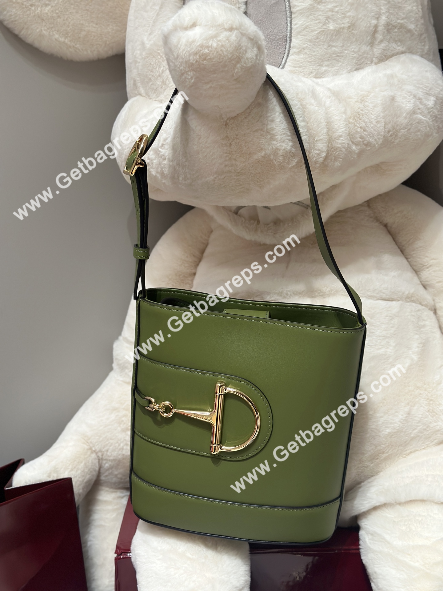 Gucci 833665 73 Mini Bucket Bag Green Smooth Leather
