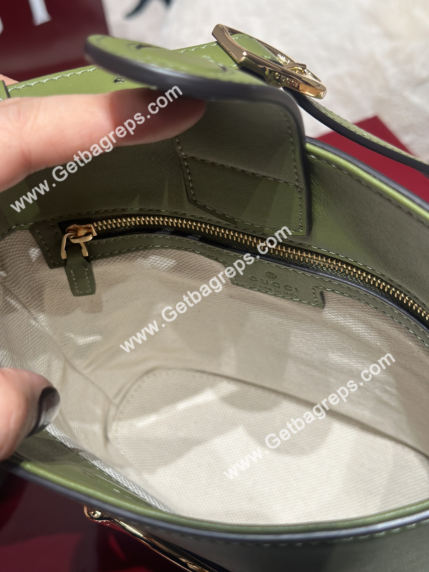 Gucci 833665 73 Mini Bucket Bag Green Smooth Leather
