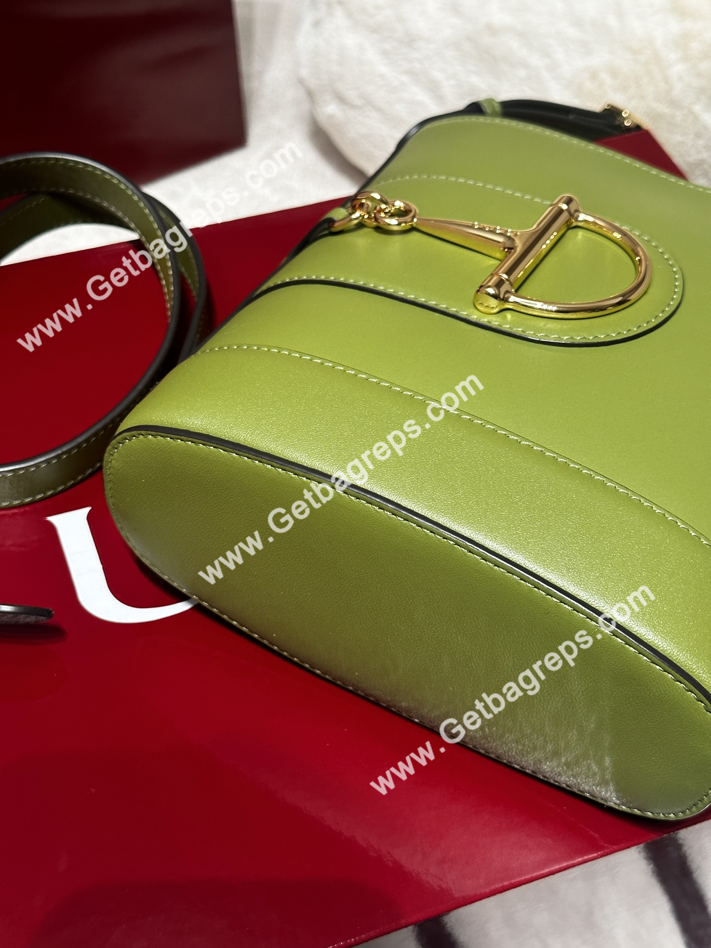 Gucci 833665 73 Mini Bucket Bag Green Smooth Leather