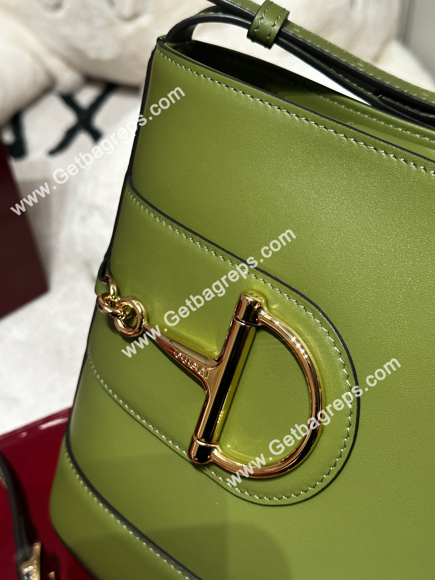 Gucci 833665 73 Mini Bucket Bag Green Smooth Leather