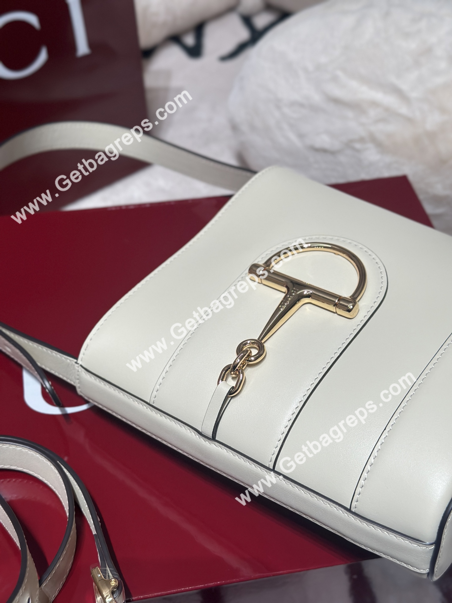 Gucci 833665 73 Mini Bucket Bag White Smooth Leather