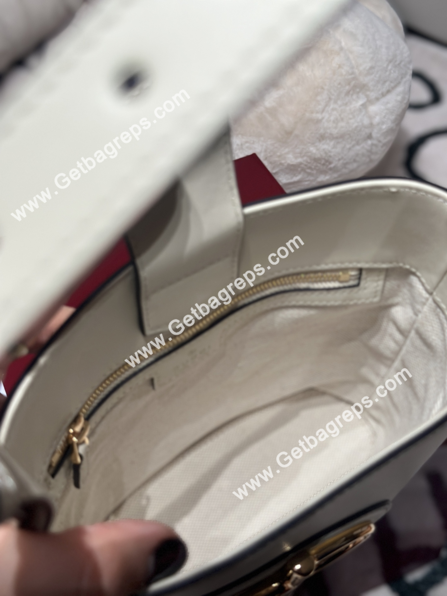 Gucci 833665 73 Mini Bucket Bag White Smooth Leather
