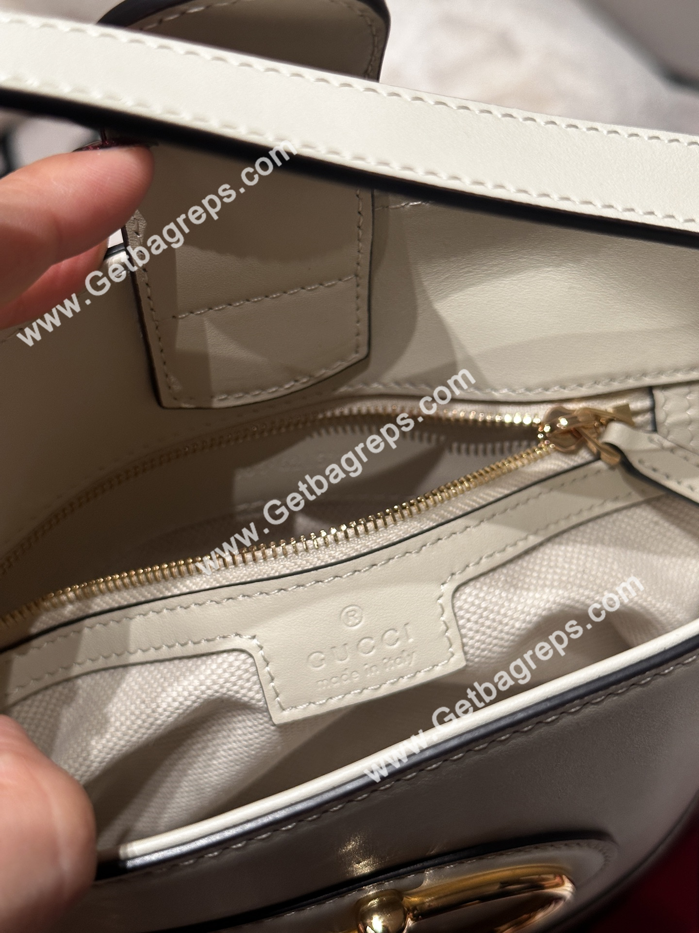 Gucci 833665 73 Mini Bucket Bag White Smooth Leather