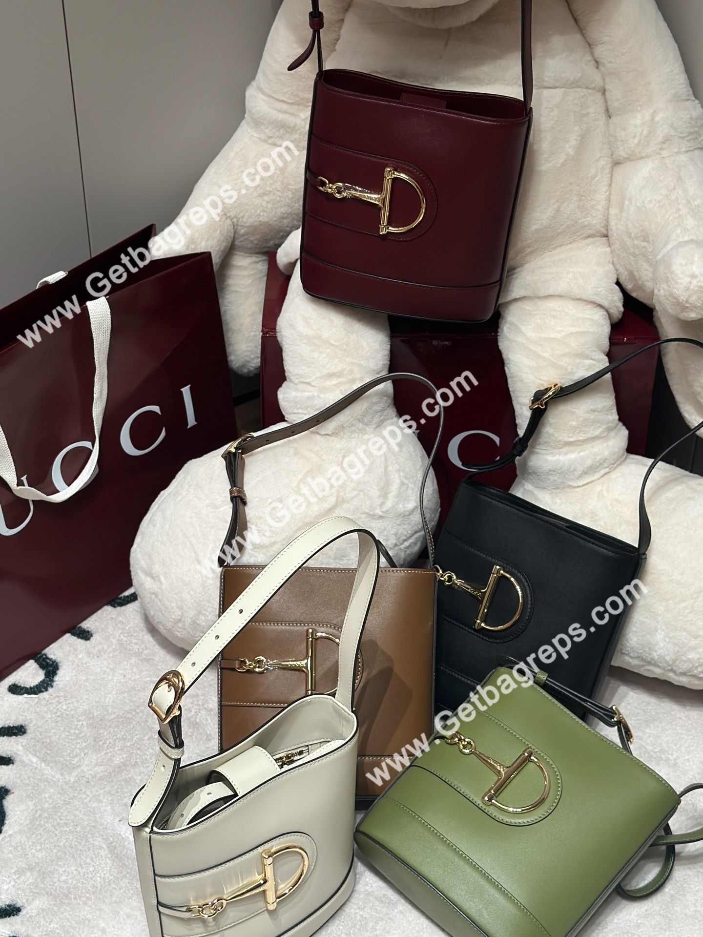 Gucci 833665 73 Mini Bucket Bag White Smooth Leather
