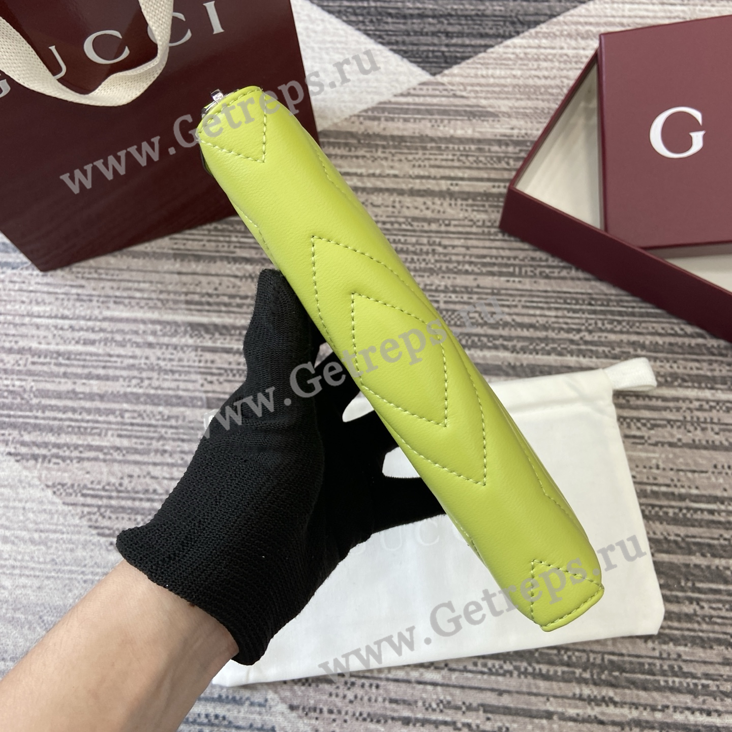 Gucci 837758 GG Marmont Zip Around Wallet Lemo