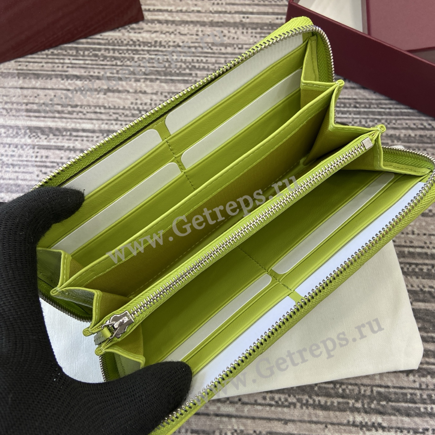 Gucci 837758 GG Marmont Zip Around Wallet Lemo