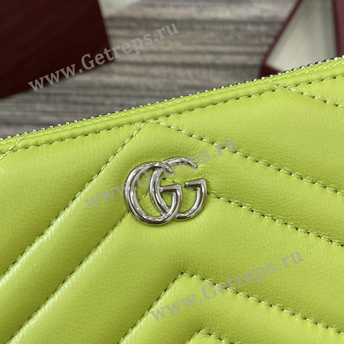 Gucci 837758 GG Marmont Zip Around Wallet Lemo