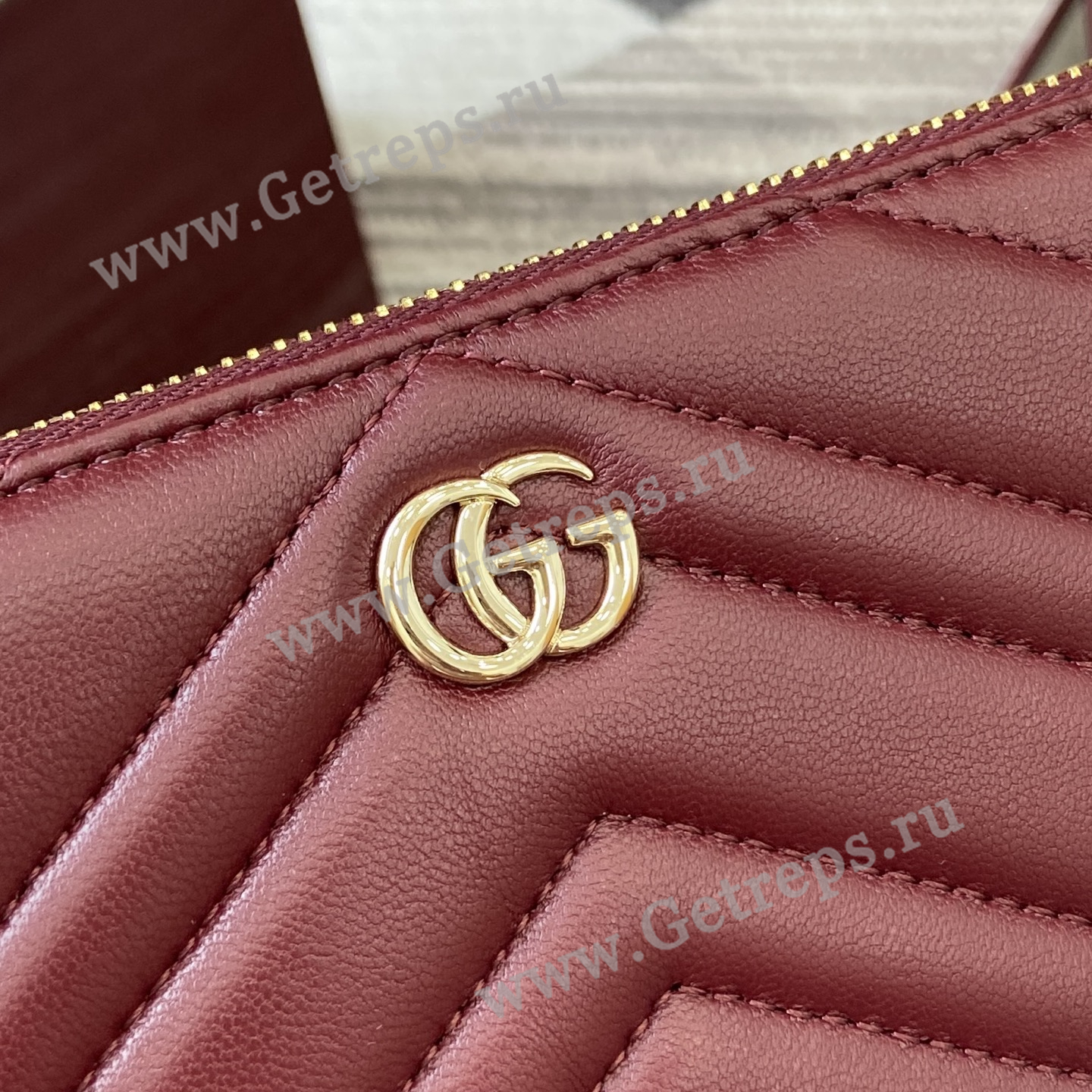Gucci 837758 GG Marmont Zip Around Wallet Red