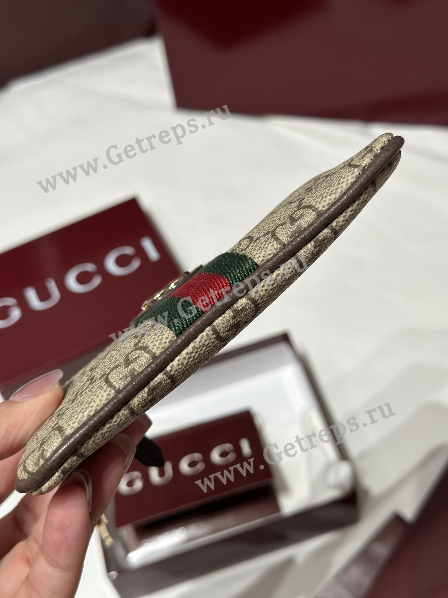 Gucci 838466 Ophidia zip key pouch Dark Brown