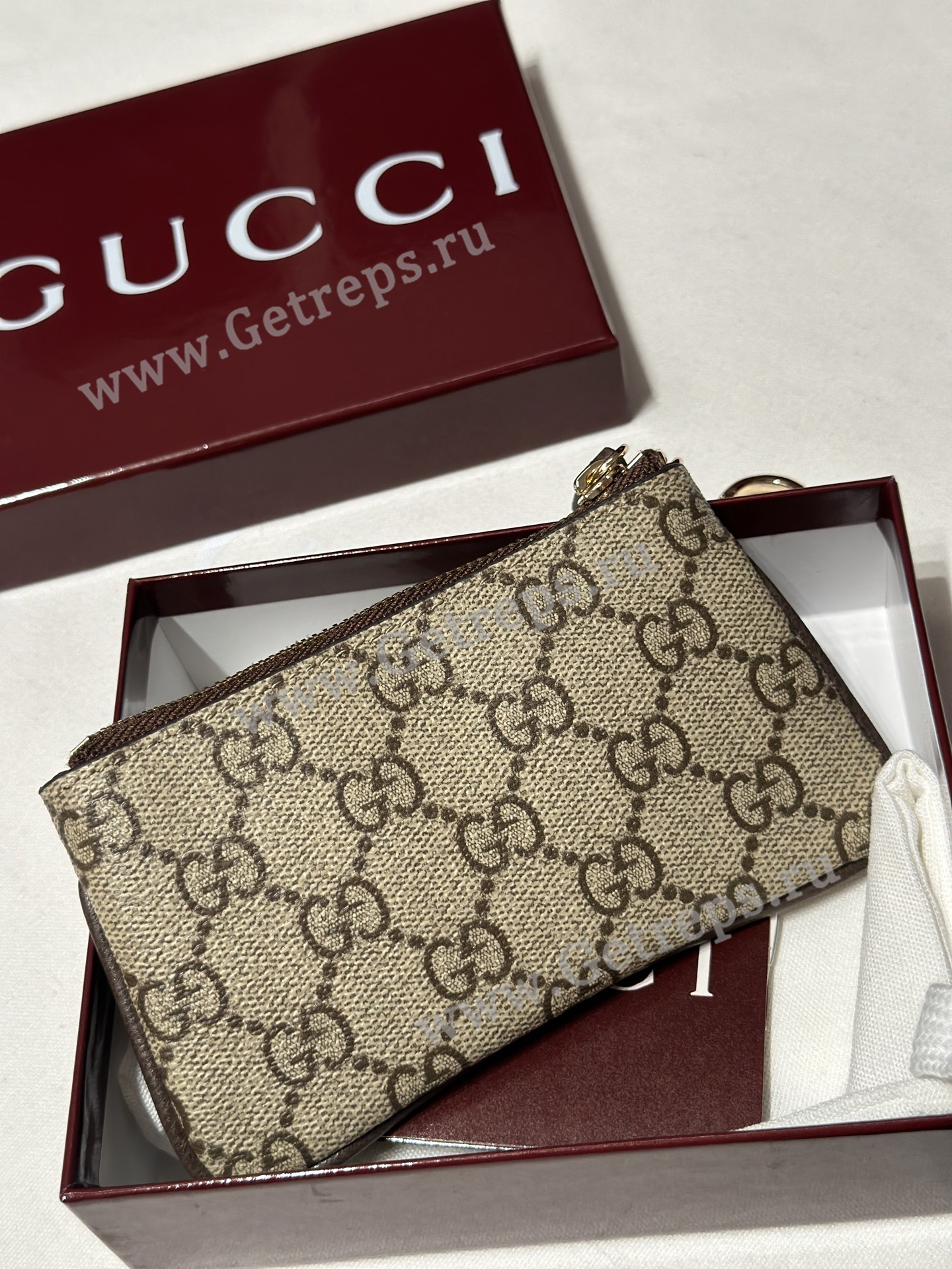 Gucci 838466 Ophidia zip key pouch Dark Brown
