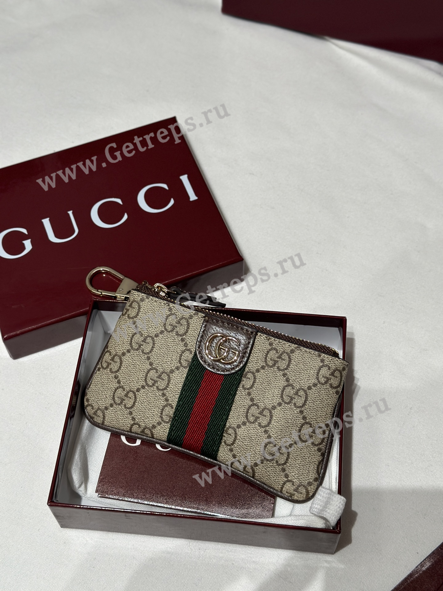 Gucci 838466 Ophidia zip key pouch Dark Brown