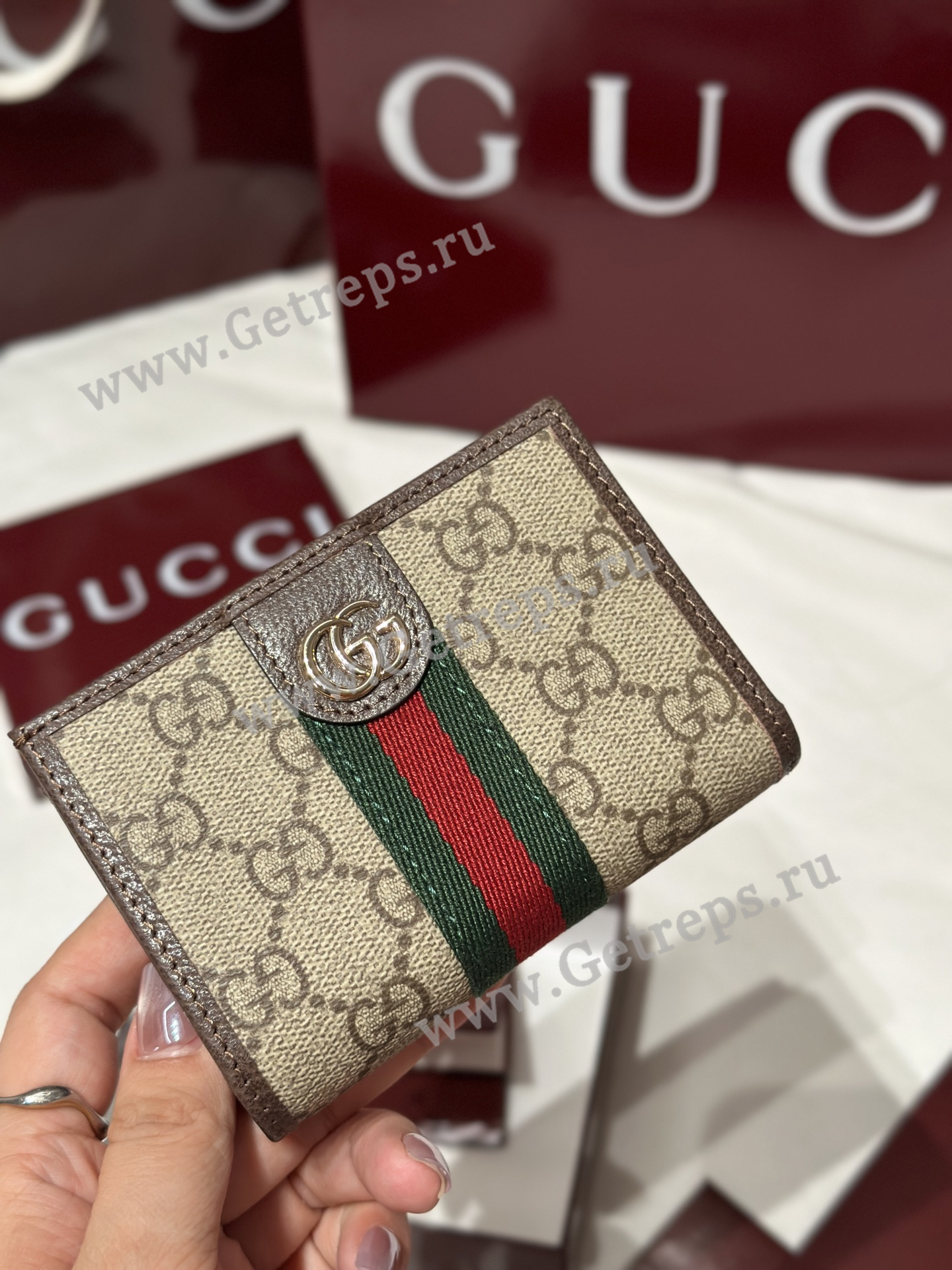 Gucci 838468 Ophidia small wallet Dark Brown