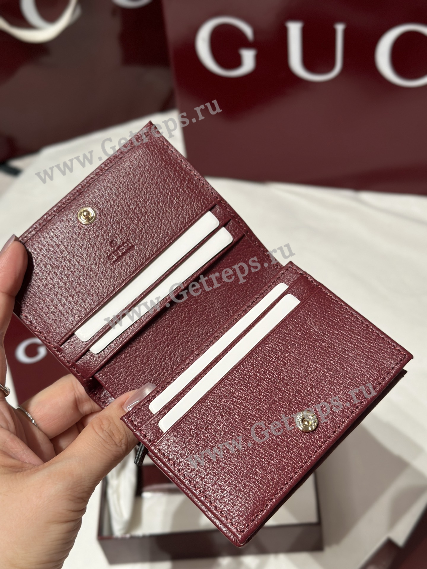 Gucci 838487 Ophidia small wallet Dark Brown with Red