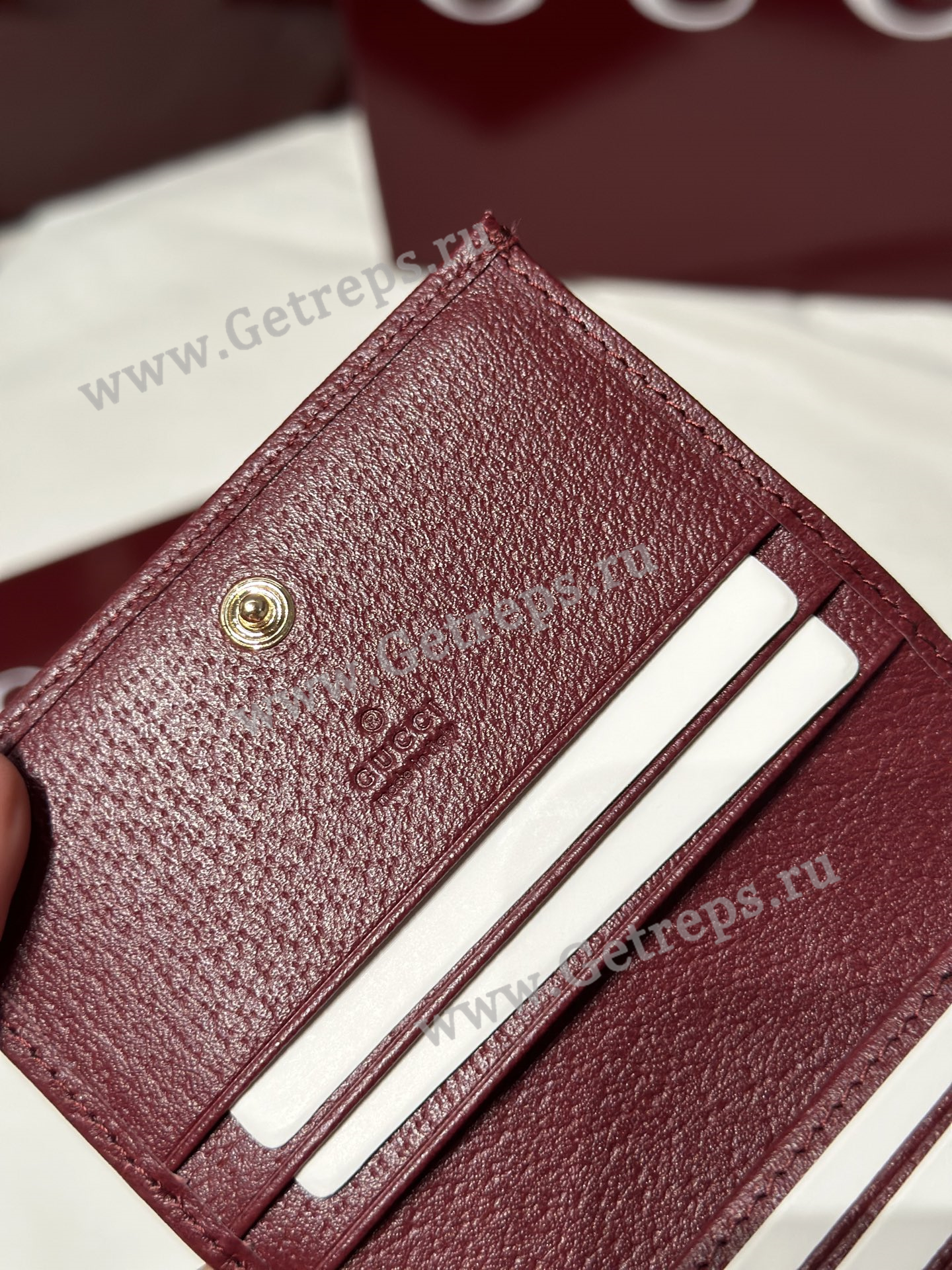 Gucci 838487 Ophidia small wallet Dark Brown with Red