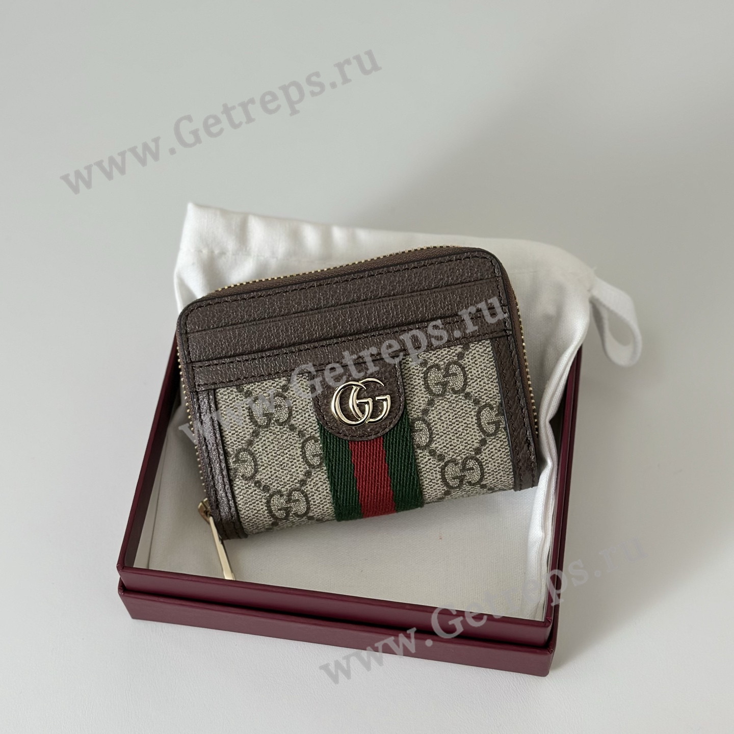 Gucci 838489 Ophidia Coin Zip Wallet Brown