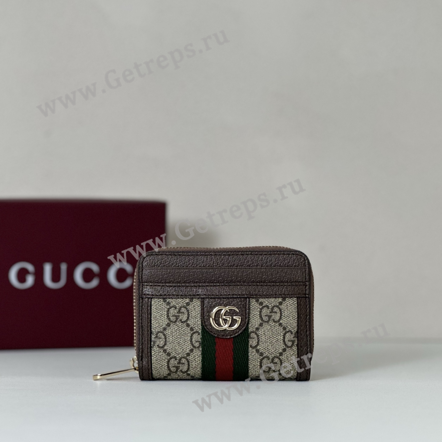 Gucci 838489 Ophidia Coin Zip Wallet Brown