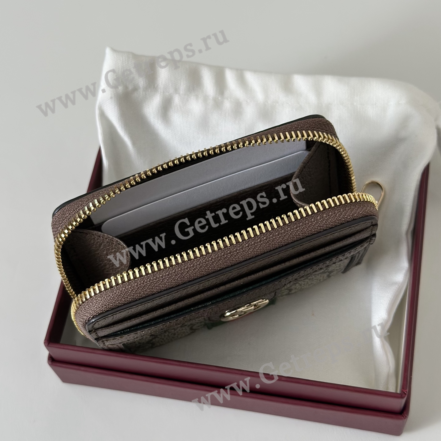 Gucci 838489 Ophidia Coin Zip Wallet Brown