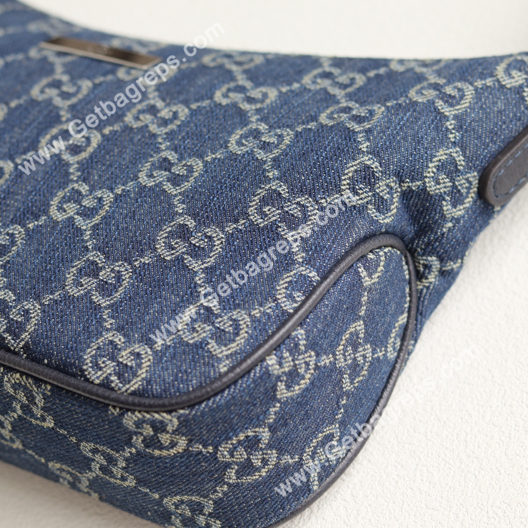 Gucci 874743 Lady Lunetta Small Shoulder Bag Dark Blue GG Denim