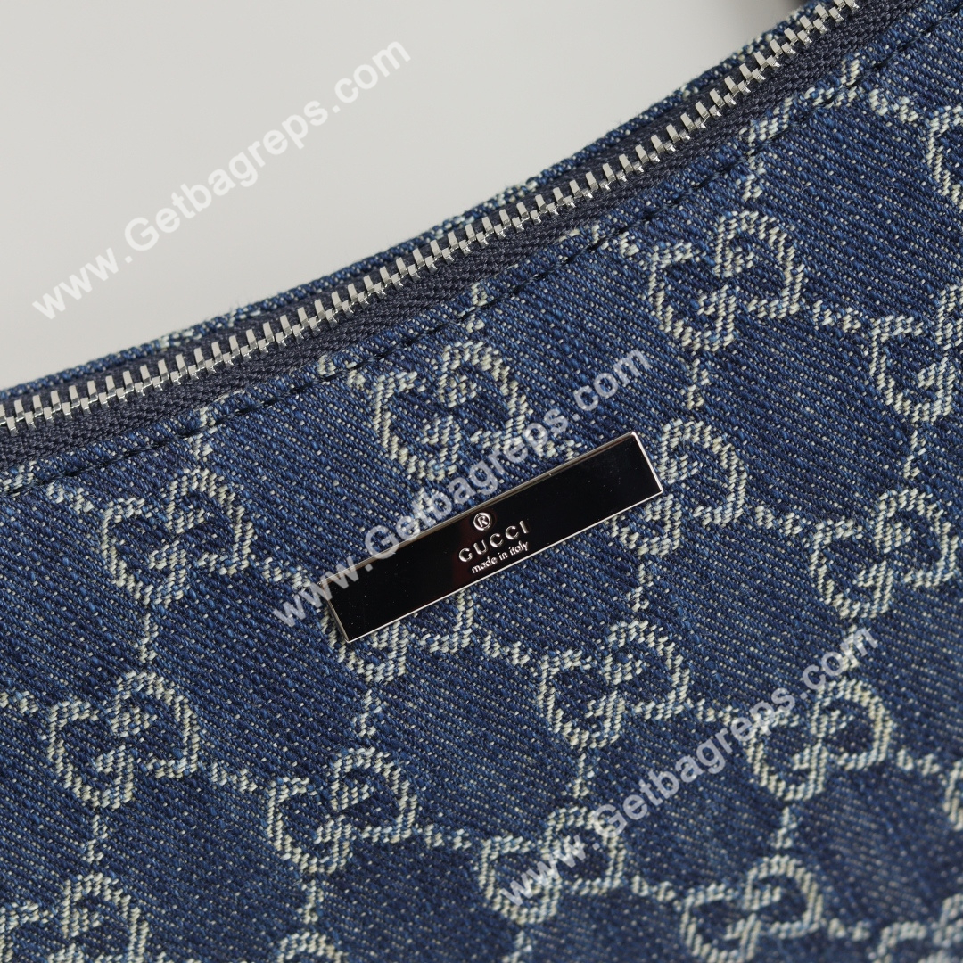 Gucci 874743 Lady Lunetta Small Shoulder Bag Dark Blue GG Denim