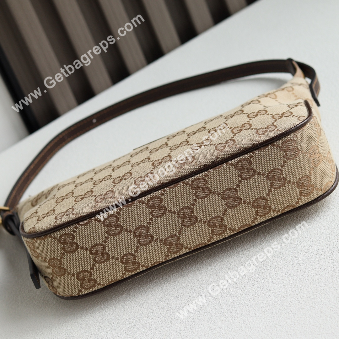 Gucci 874743 Lady Lunetta Small Shoulder Bag Sand and Brown GG Canvas