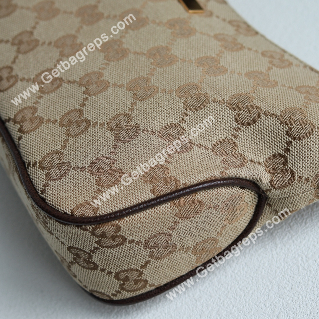 Gucci 874743 Lady Lunetta Small Shoulder Bag Sand and Brown GG Canvas
