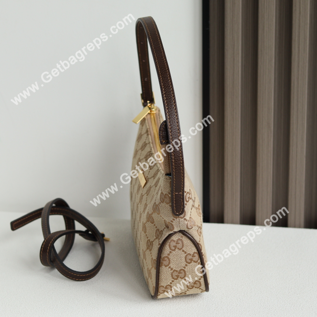 Gucci 874743 Lady Lunetta Small Shoulder Bag Sand and Brown GG Canvas