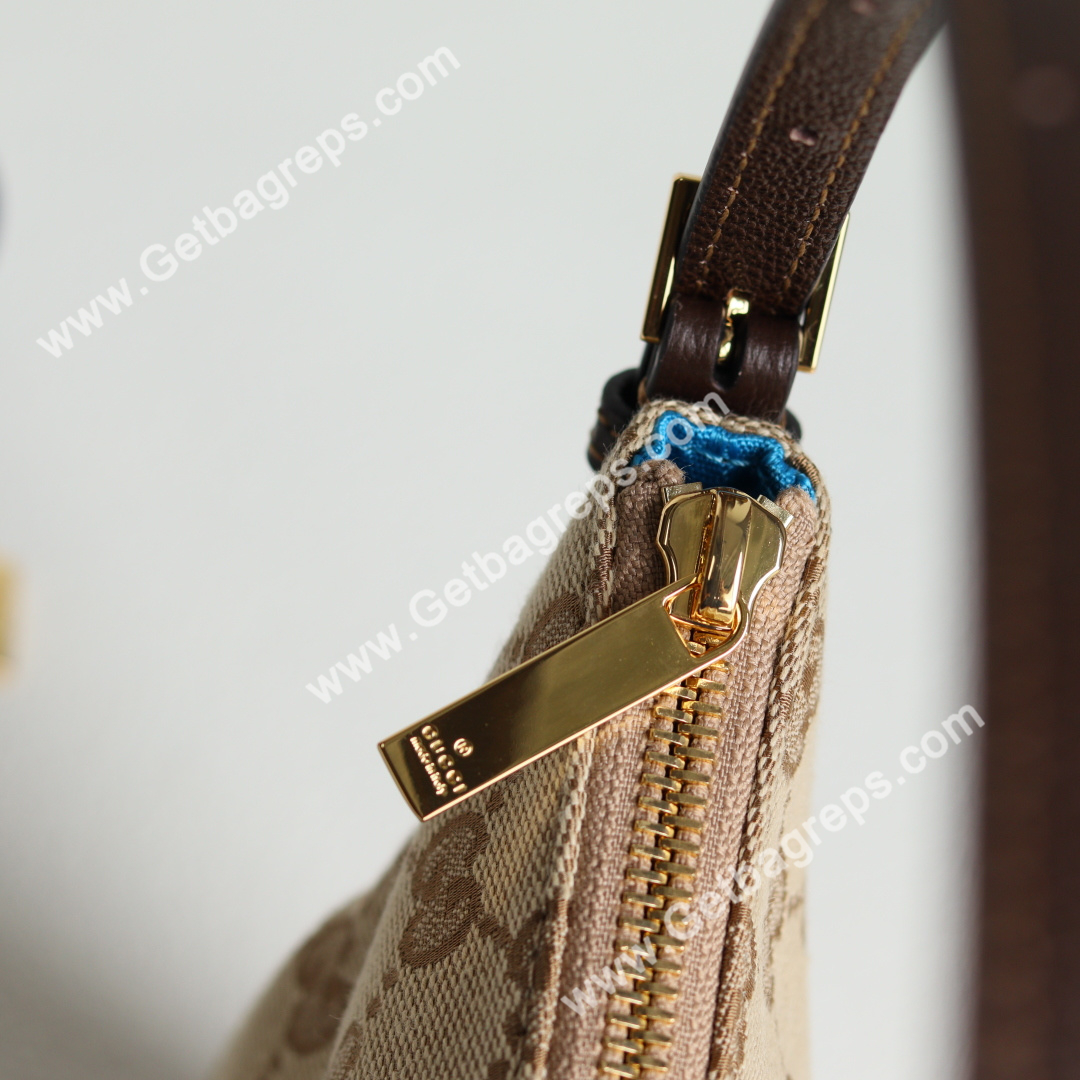 Gucci 874743 Lady Lunetta Small Shoulder Bag Sand and Brown GG Canvas