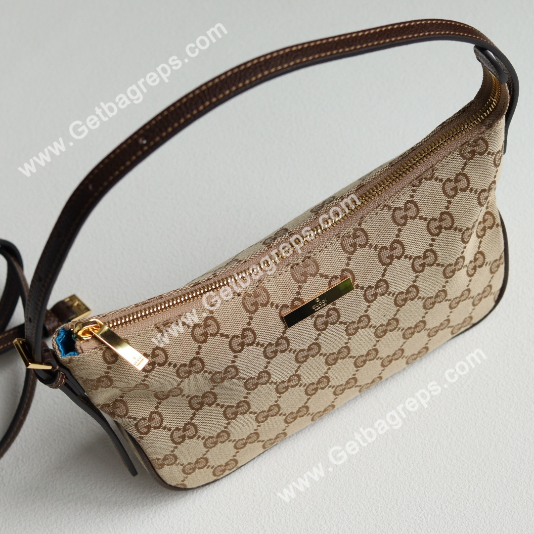 Gucci 874743 Lady Lunetta Small Shoulder Bag Sand and Brown GG Canvas