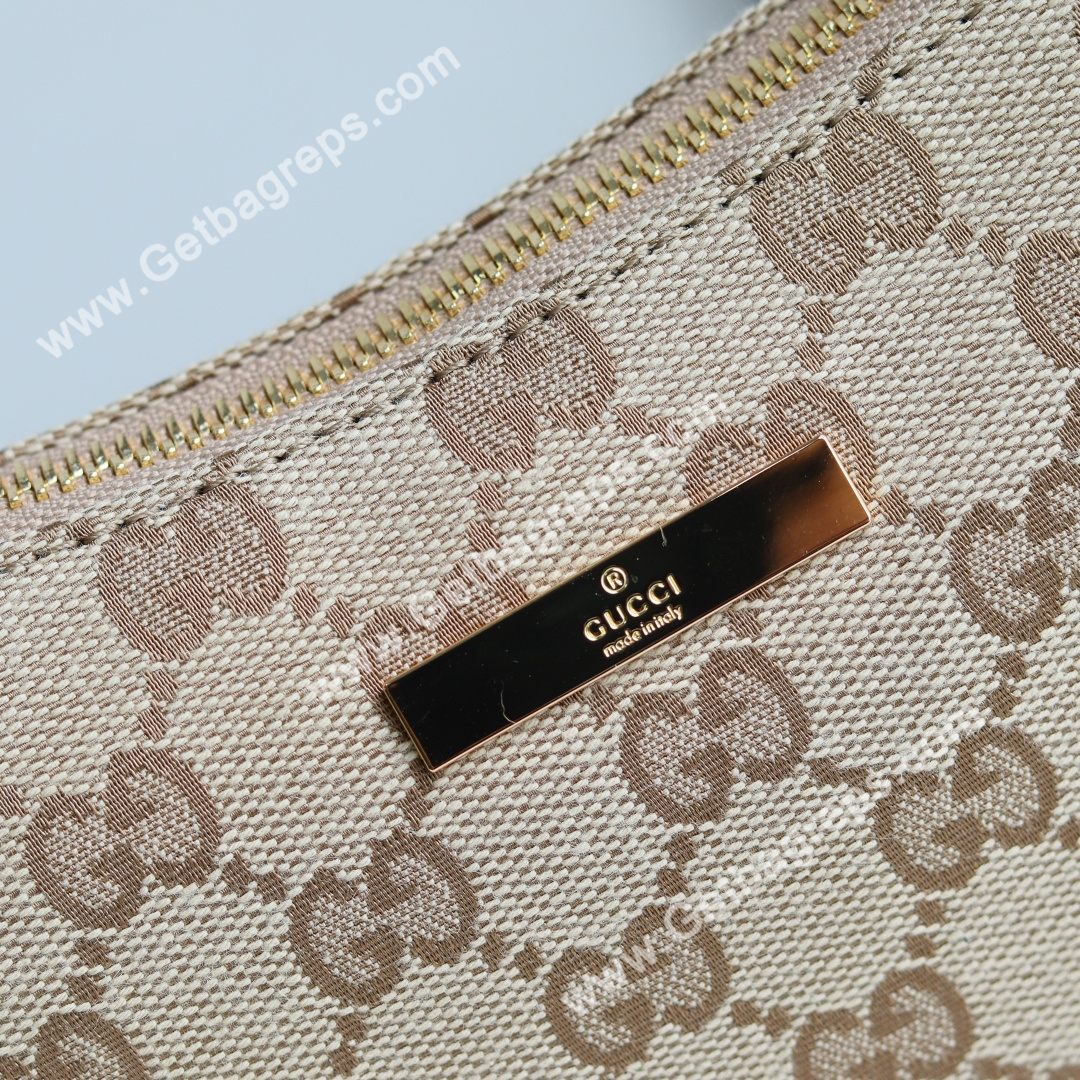 Gucci 874743 Lady Lunetta Small Shoulder Bag Sand and Brown GG Canvas