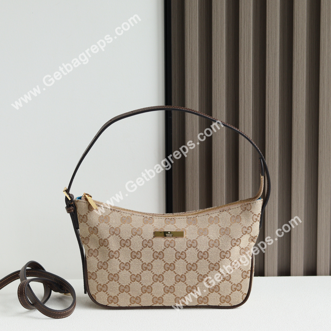 Gucci 874743 Lady Lunetta Small Shoulder Bag Sand and Brown GG Canvas