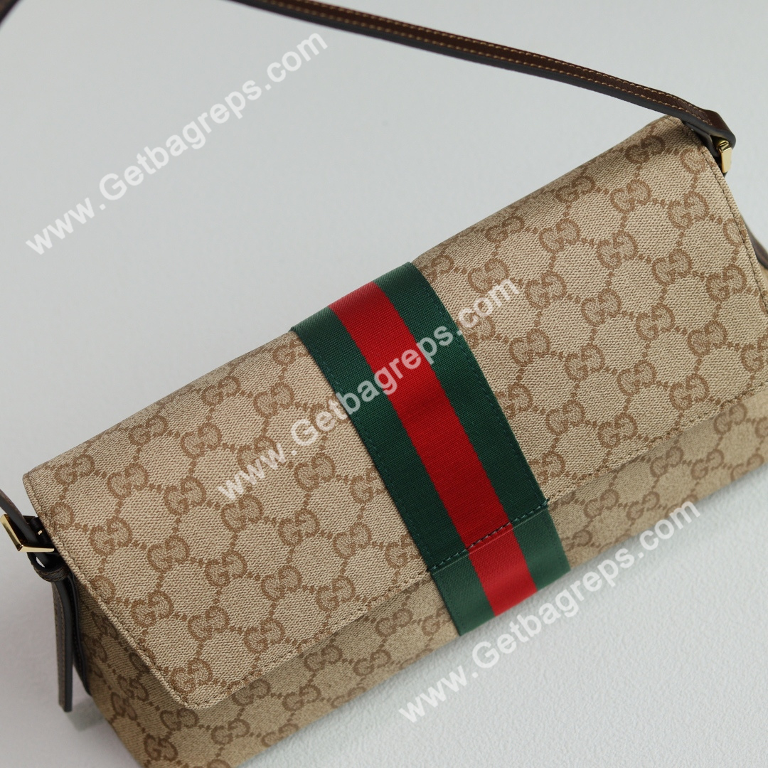 Gucci 874744 Madison Medium Shoulder Bag Sand and Brown GG Canvas