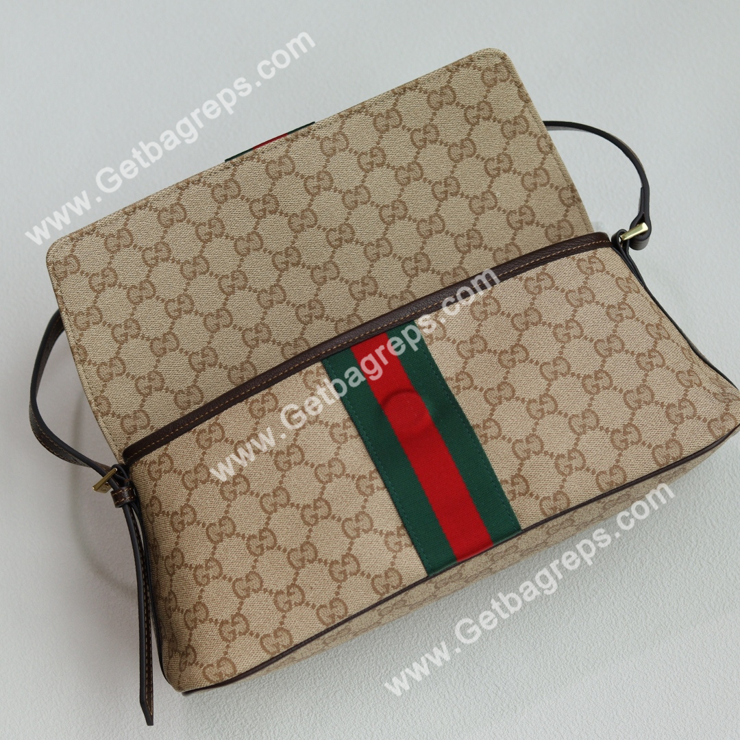 Gucci 874744 Madison Medium Shoulder Bag Sand and Brown GG Canvas