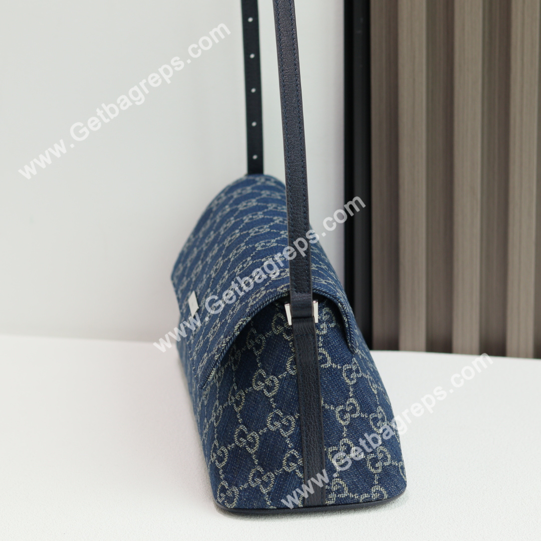 Gucci 874744 Madison Medium Shoulder Bag Variation Blue GG Denim