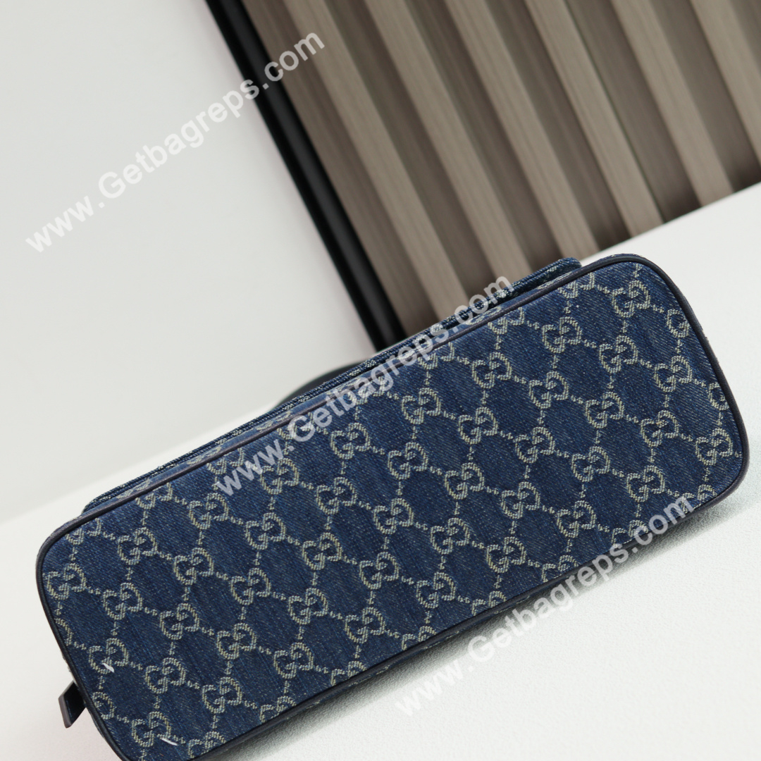 Gucci 874744 Madison Medium Shoulder Bag Variation Blue GG Denim