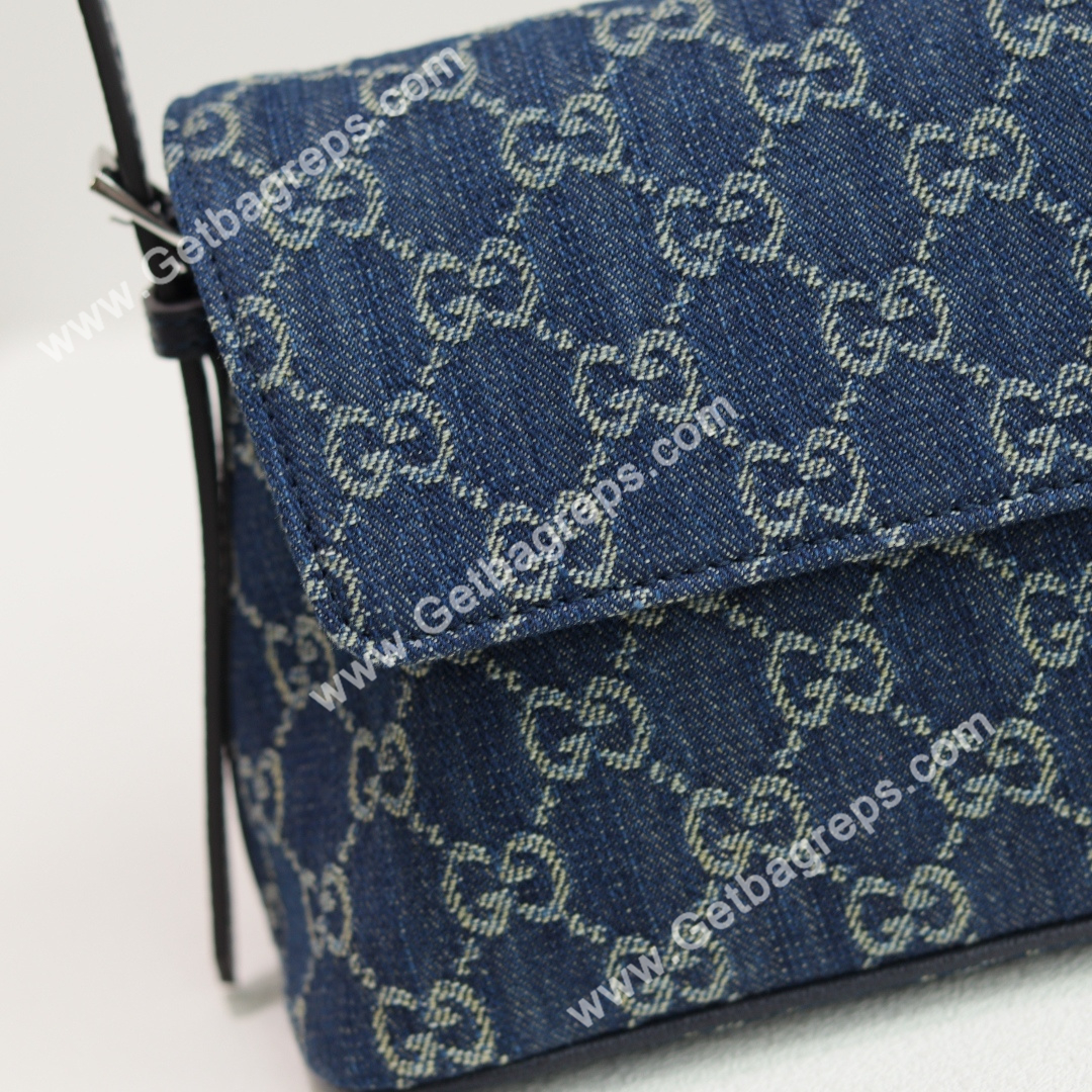 Gucci 874744 Madison Medium Shoulder Bag Variation Blue GG Denim