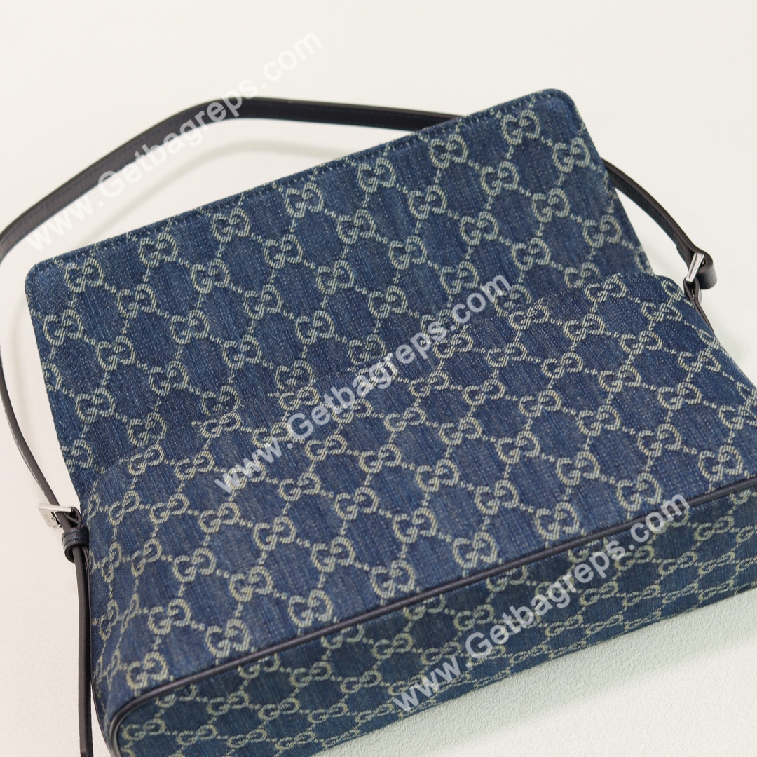 Gucci 874744 Madison Medium Shoulder Bag Variation Blue GG Denim