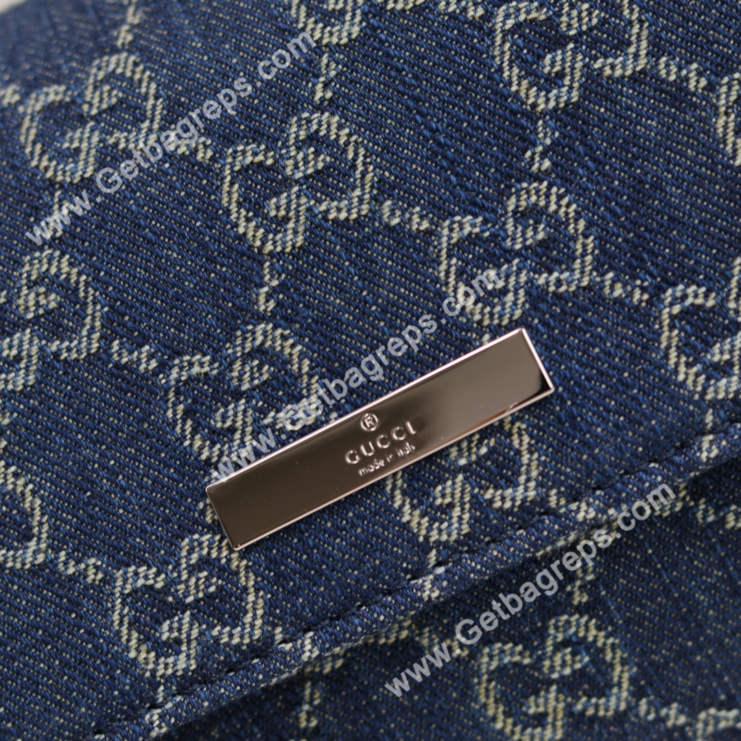 Gucci 874744 Madison Medium Shoulder Bag Variation Blue GG Denim