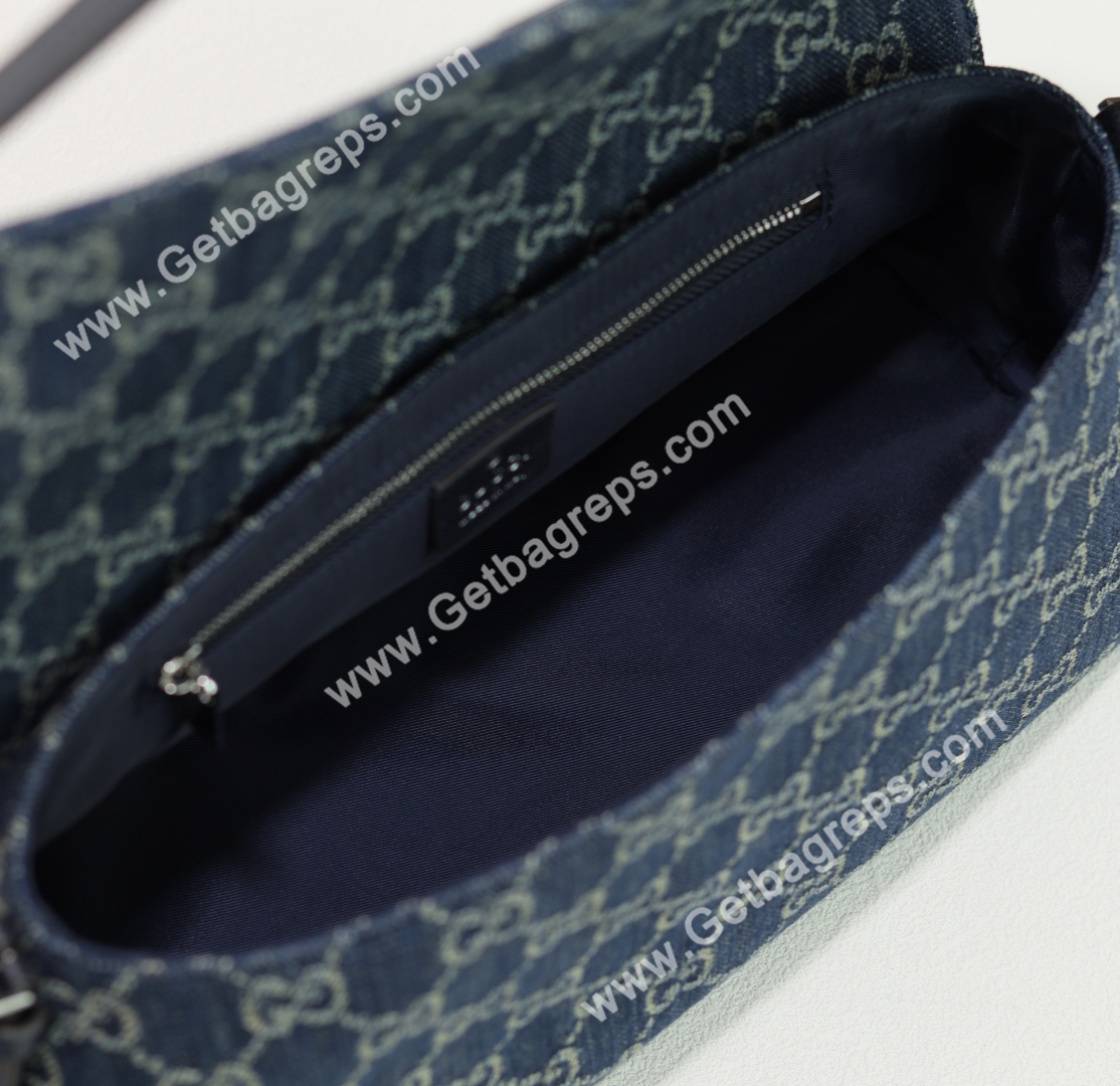 Gucci 874744 Madison Medium Shoulder Bag Variation Blue GG Denim