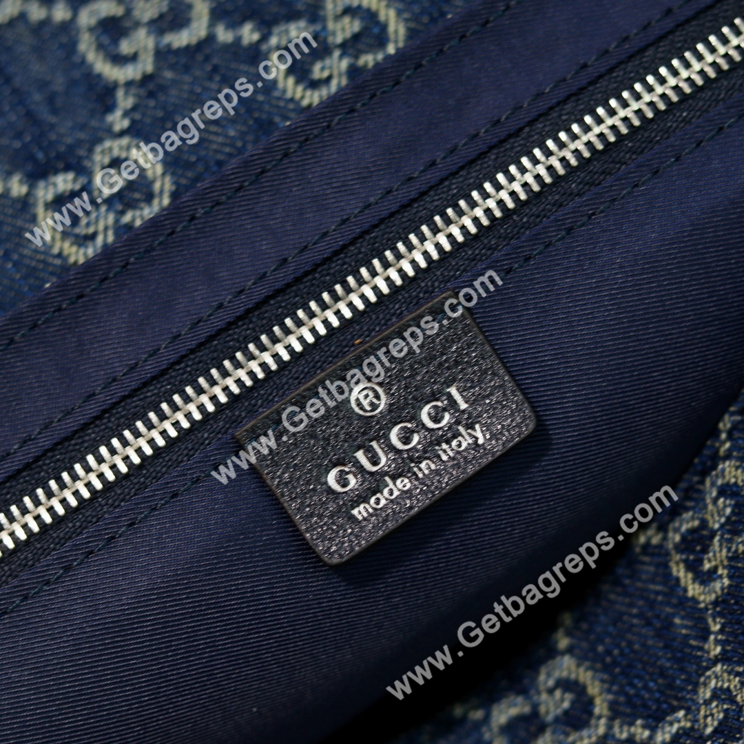Gucci 874744 Madison Medium Shoulder Bag Variation Blue GG Denim