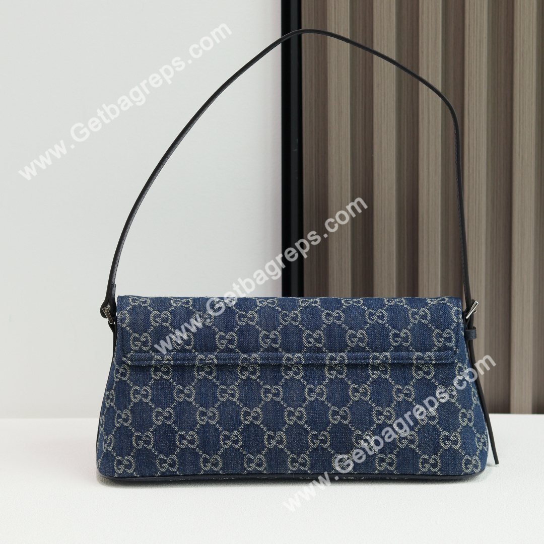 Gucci 874744 Madison Medium Shoulder Bag Variation Blue GG Denim
