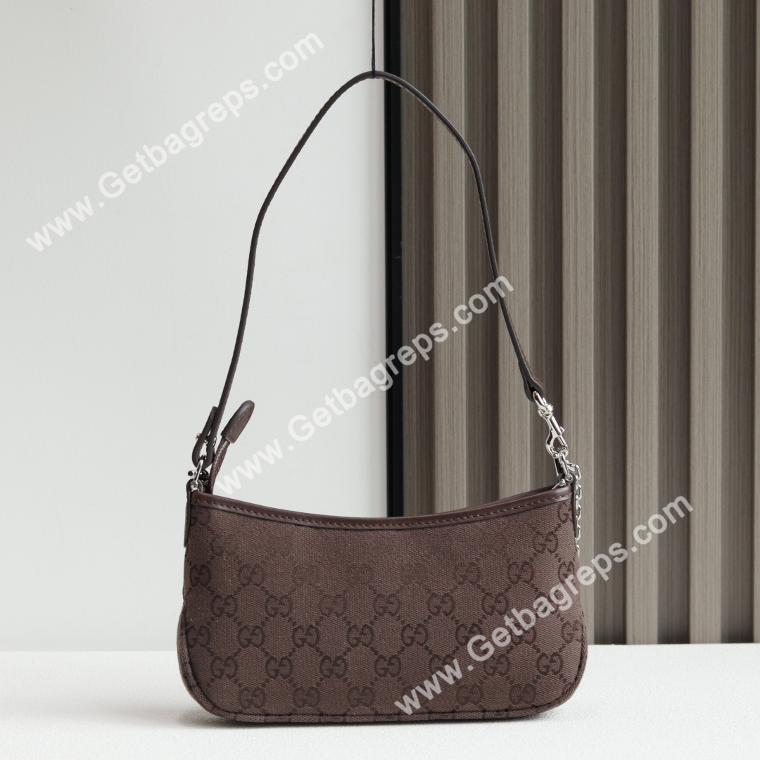 Gucci 875847 Gossip Small Shoulder Bag Dark Brown GG Canvas