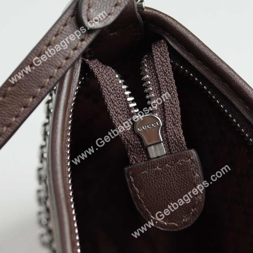 Gucci 875847 Gossip Small Shoulder Bag Dark Brown GG Canvas