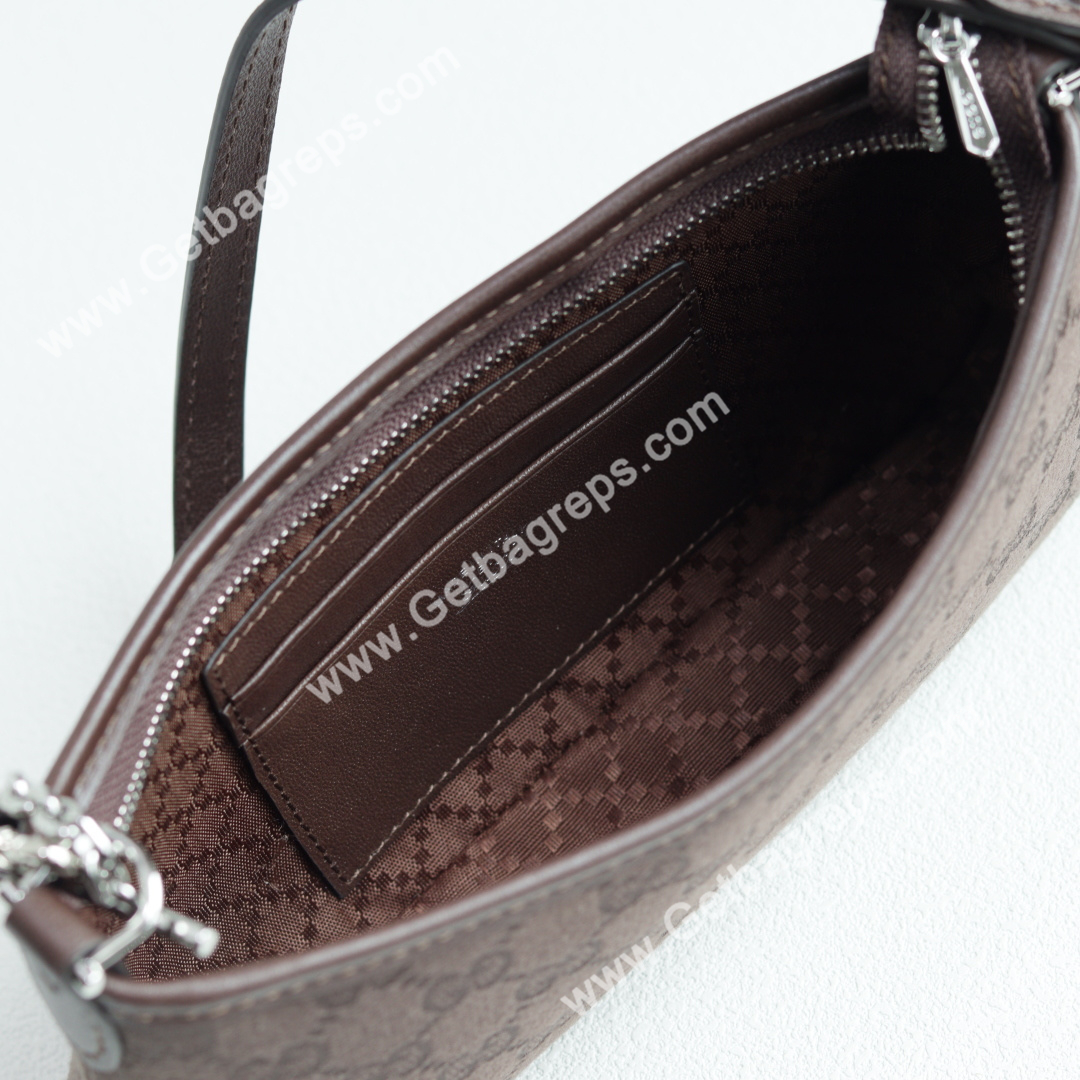 Gucci 875847 Gossip Small Shoulder Bag Dark Brown GG Canvas