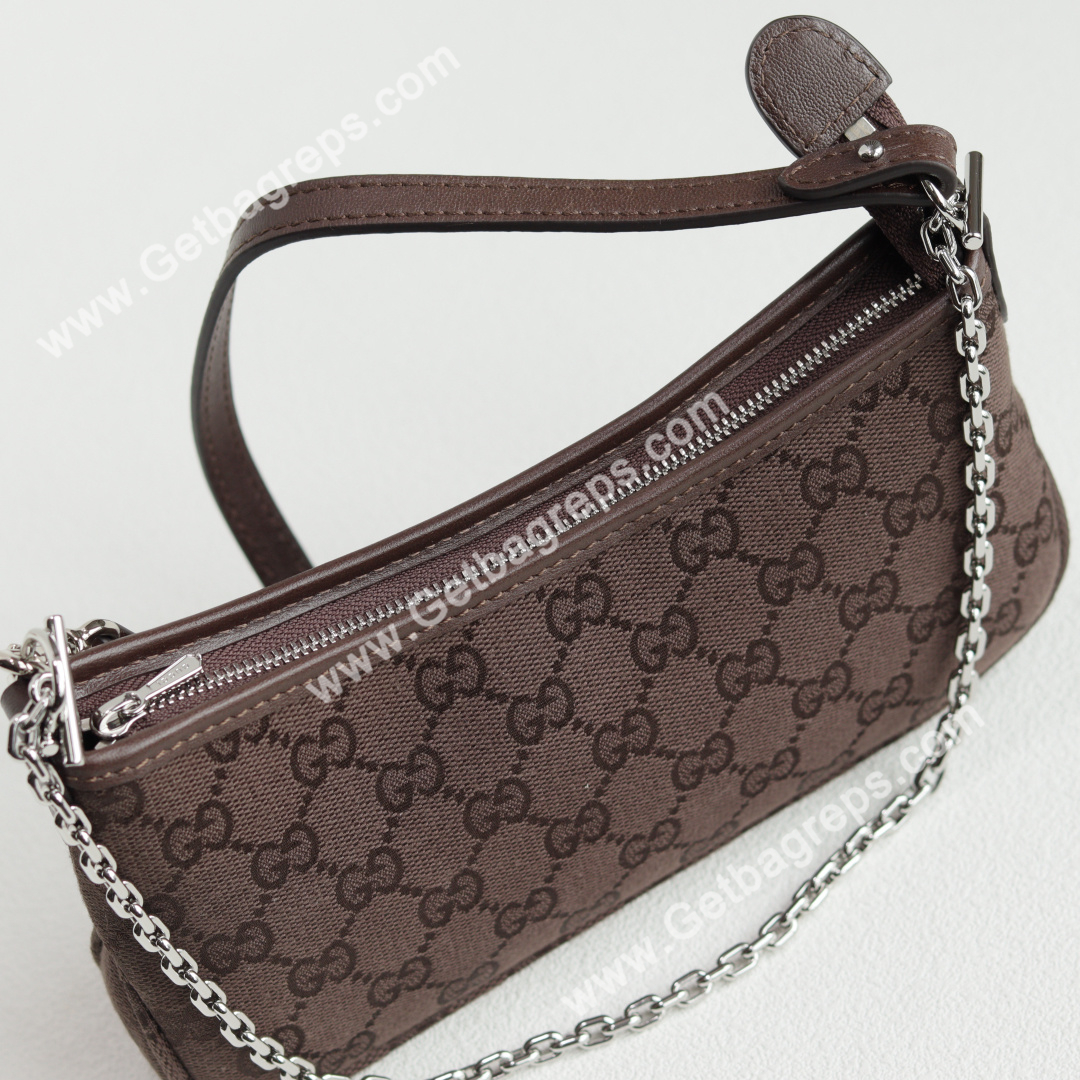 Gucci 875847 Gossip Small Shoulder Bag Dark Brown GG Canvas