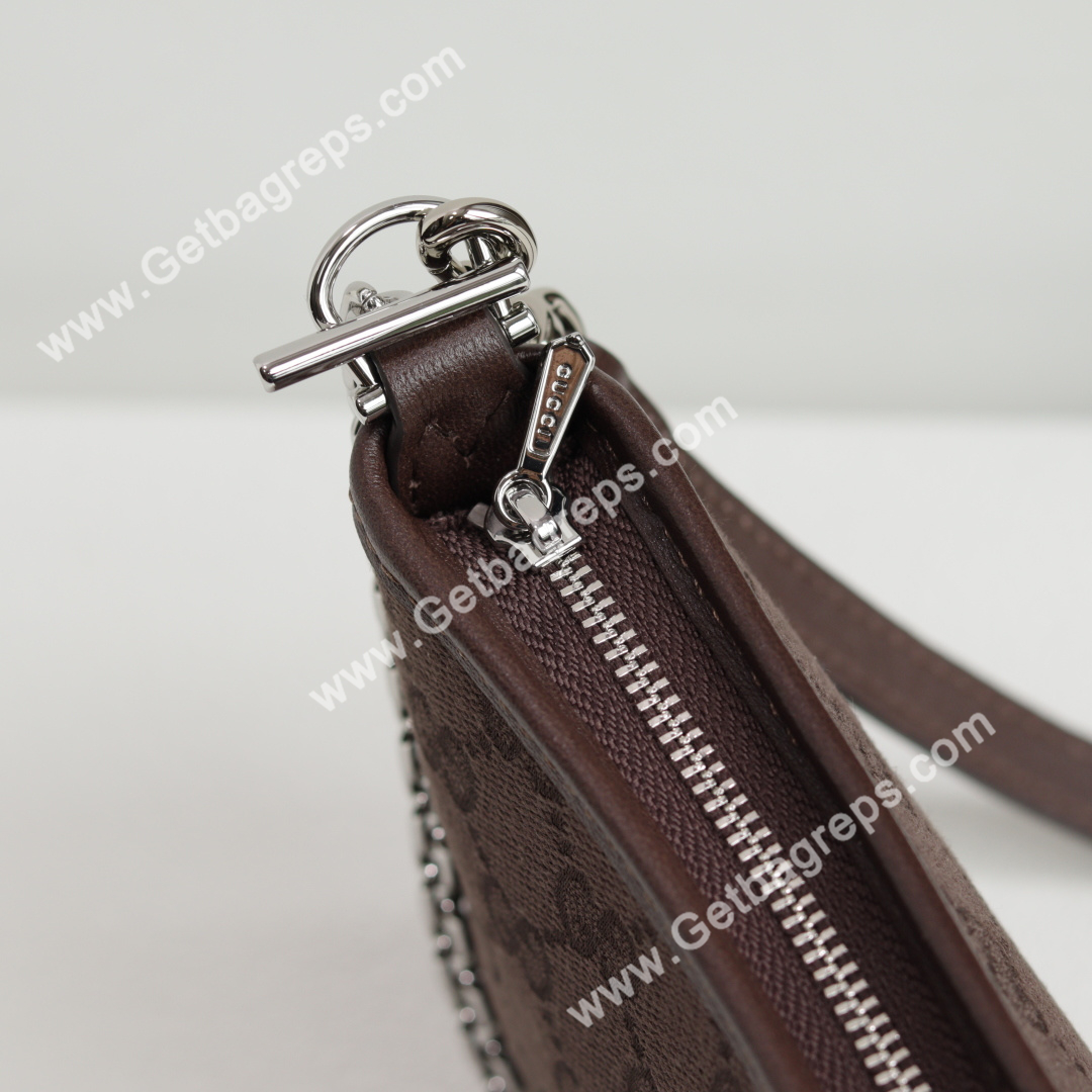 Gucci 875847 Gossip Small Shoulder Bag Dark Brown GG Canvas