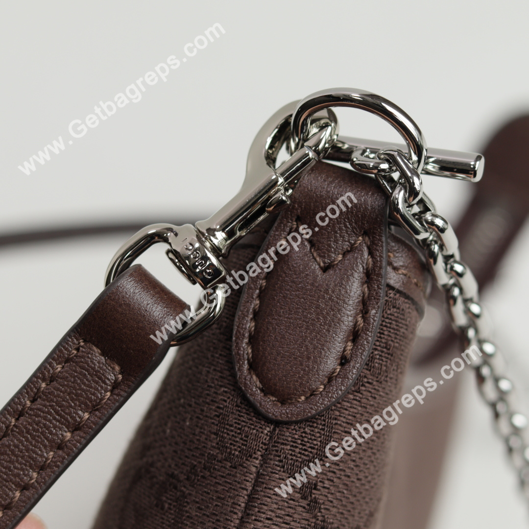 Gucci 875847 Gossip Small Shoulder Bag Dark Brown GG Canvas