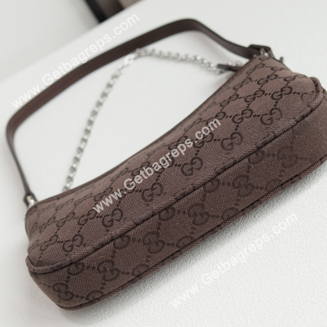 Gucci 875847 Gossip Small Shoulder Bag Dark Brown GG Canvas