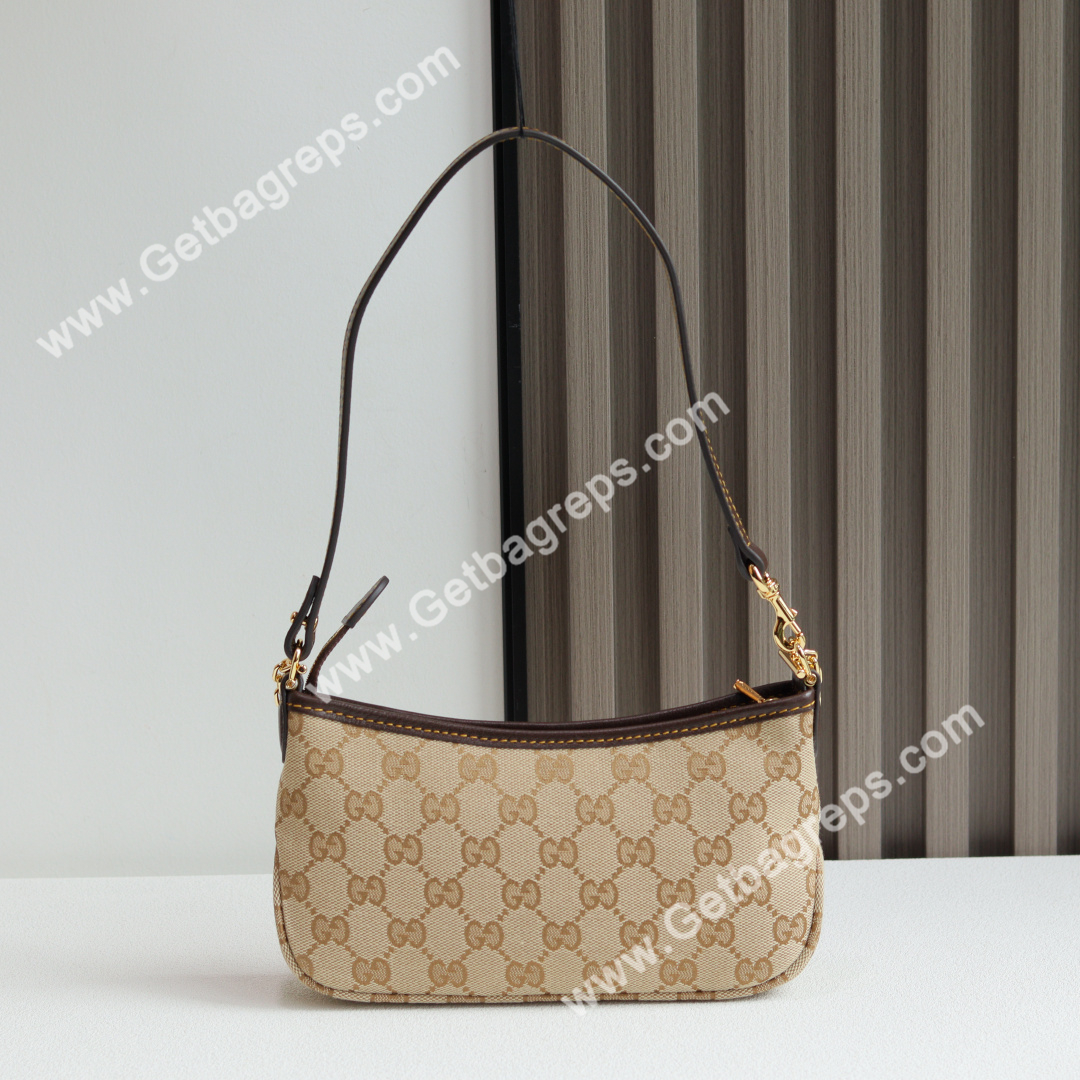 Gucci 875847 Gossip Small Shoulder Bag Sand and Brown GG Canvas