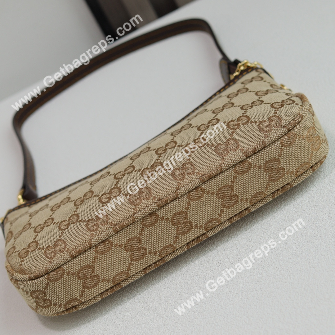 Gucci 875847 Gossip Small Shoulder Bag Sand and Brown GG Canvas